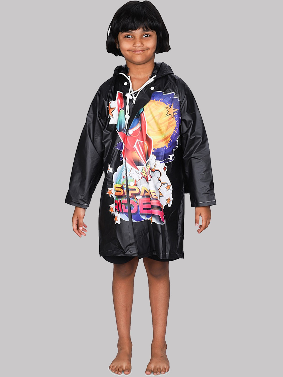 THE CLOWNFISH Toon Caper Printed Waterproof Hooded Rain Jacket