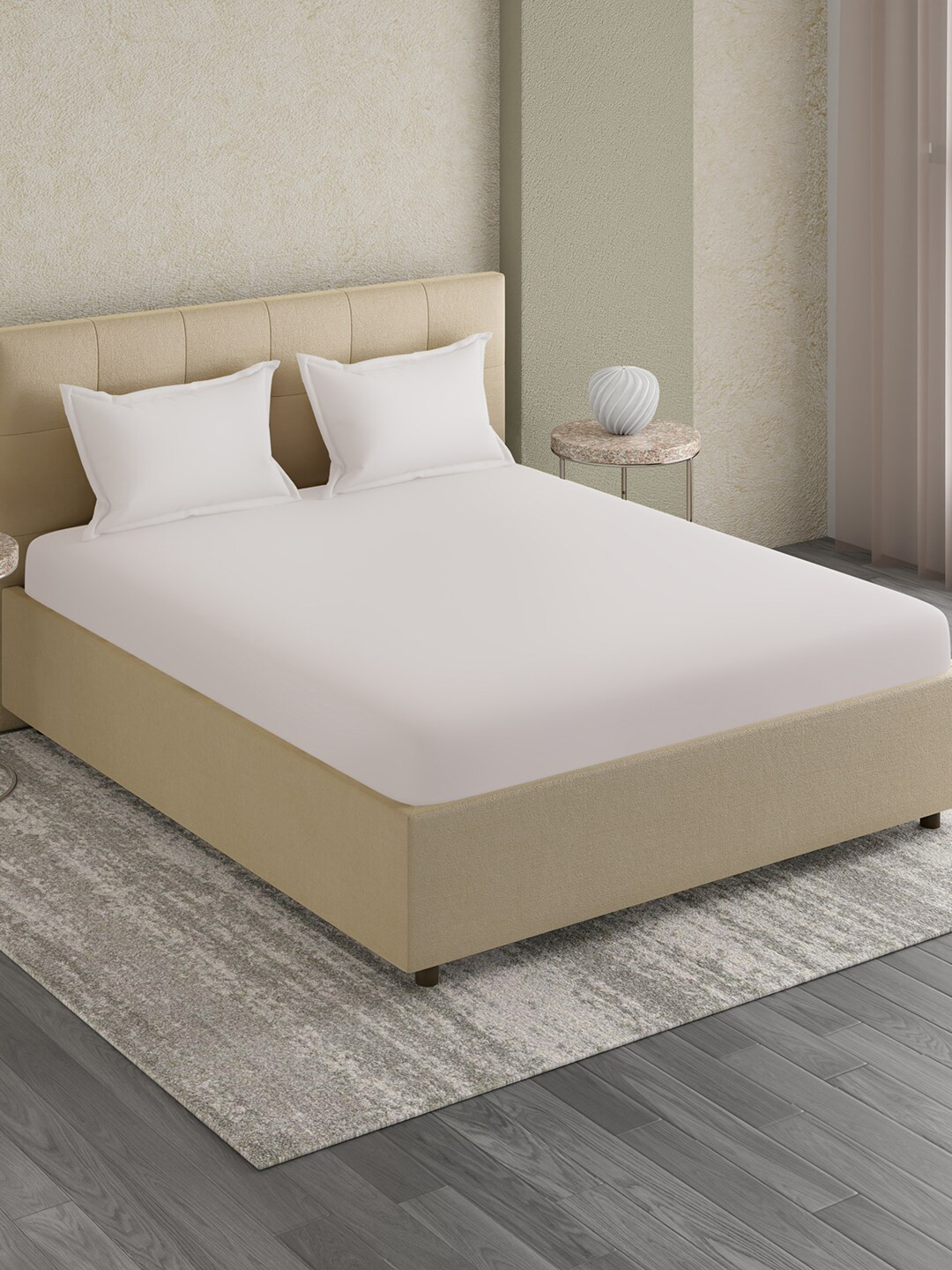 GM Taupe 300 TC Cotton King Bedsheet with 2 Pillow Covers