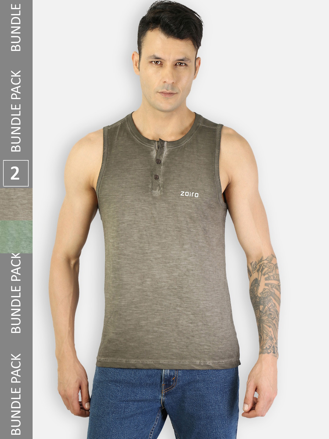 Zoiro Pack Of 2 Pure Cotton Sleeveless Innerwear Vests