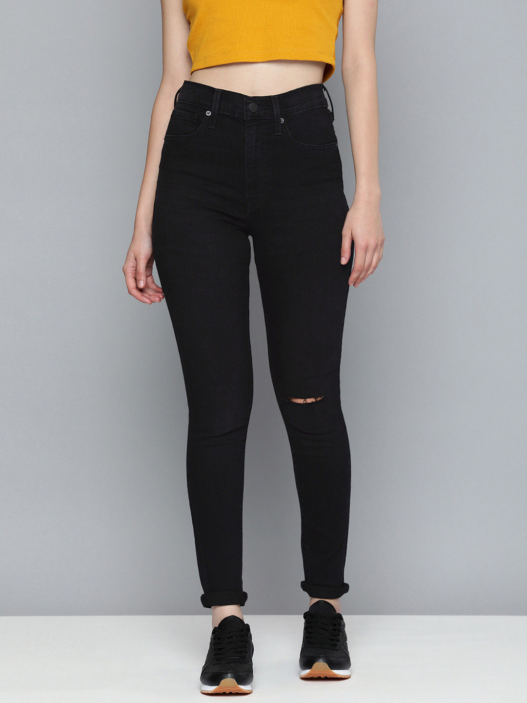 Levis Women Slash Knee Stretchable High Rise Mile Skinny Fit Jeans