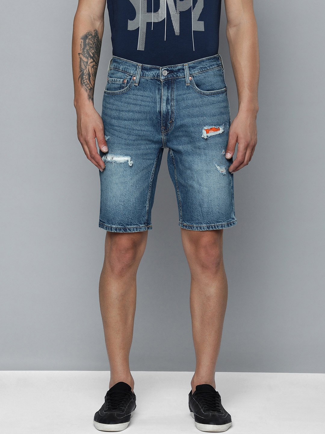 Levi's distressed bermuda shorts cheap