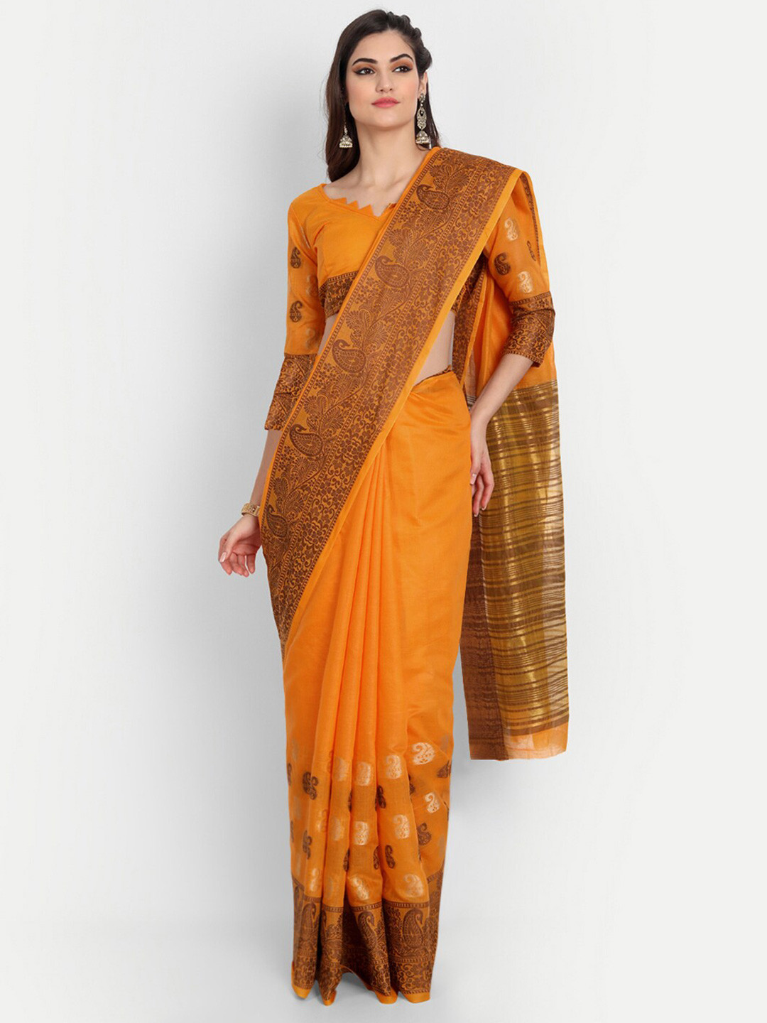 BAPS Paisley Woven Design Zari Pure Cotton Kota Saree