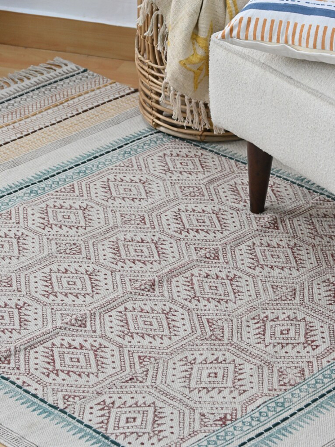 Art Avenue Premier Beige Printed Rectangular Cotton Rug