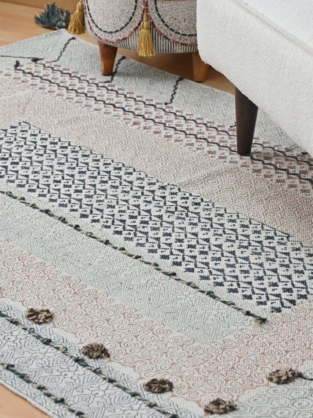 Art Avenue Prorsum Green & Brown Printed Cotton Carpet