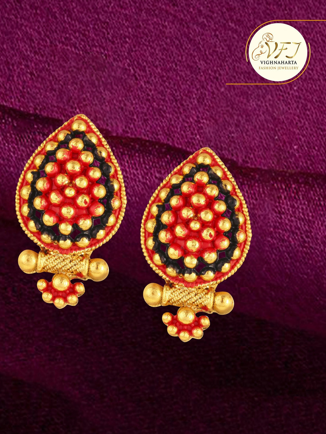 Vighnaharta Gold-Plated Contemperory Studs Earrings