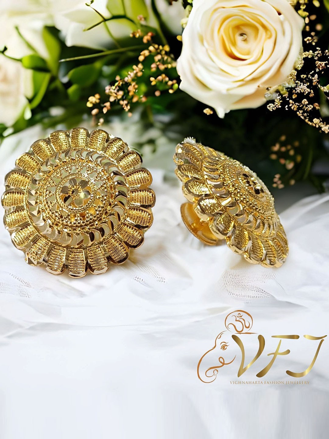 Vighnaharta Gold-Plated Floral Meenakari Earrings
