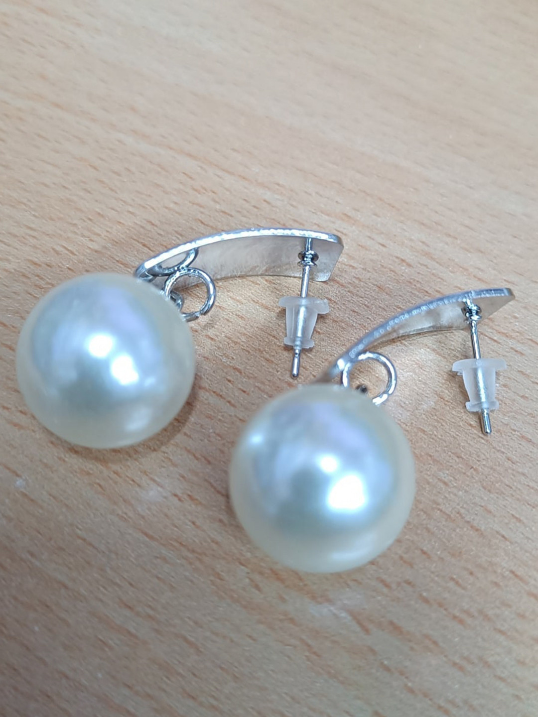 Vighnaharta Silver Plated Pearl Drop Earrings
