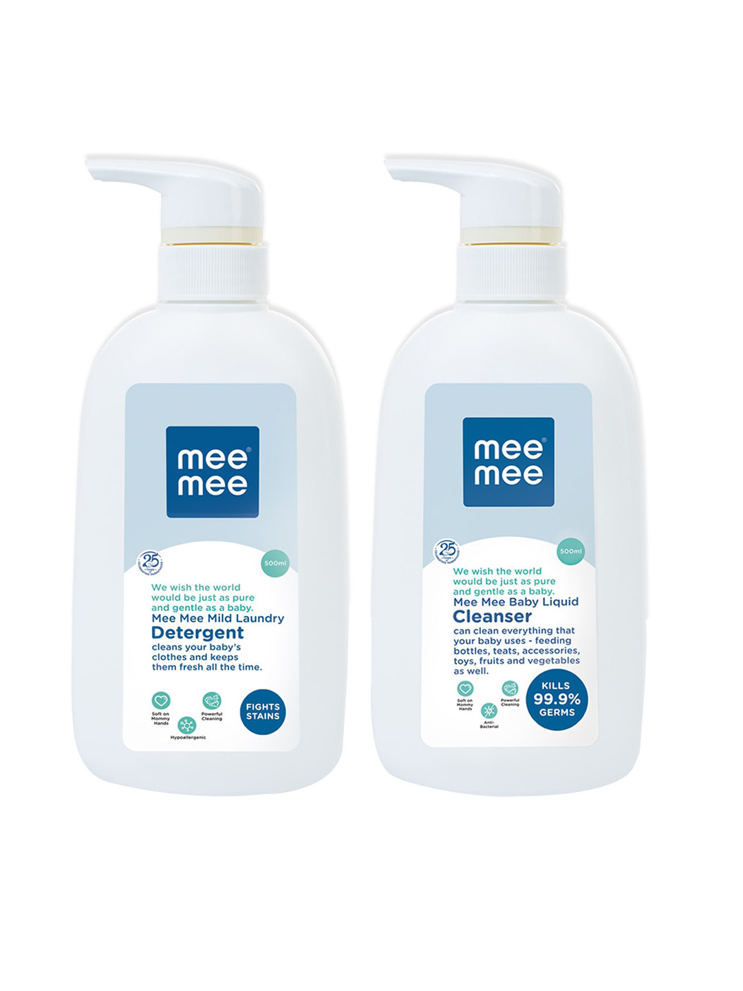 MeeMee Kids Set Of Mild Baby Liquid Laundry Detergent & Cleanser - 500ml each