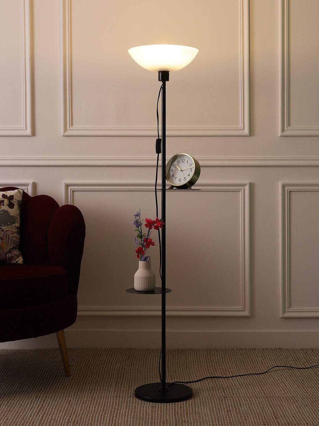 SANDED EDGE Black & White Shelf Floor Lamp