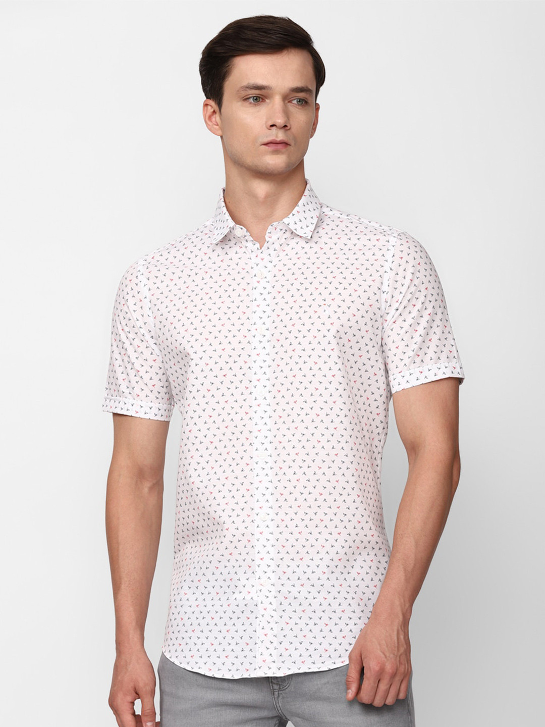 SIMON CARTER LONDON Micro Ditsy Printed Pure Cotton Slim Fit Casual Shirt