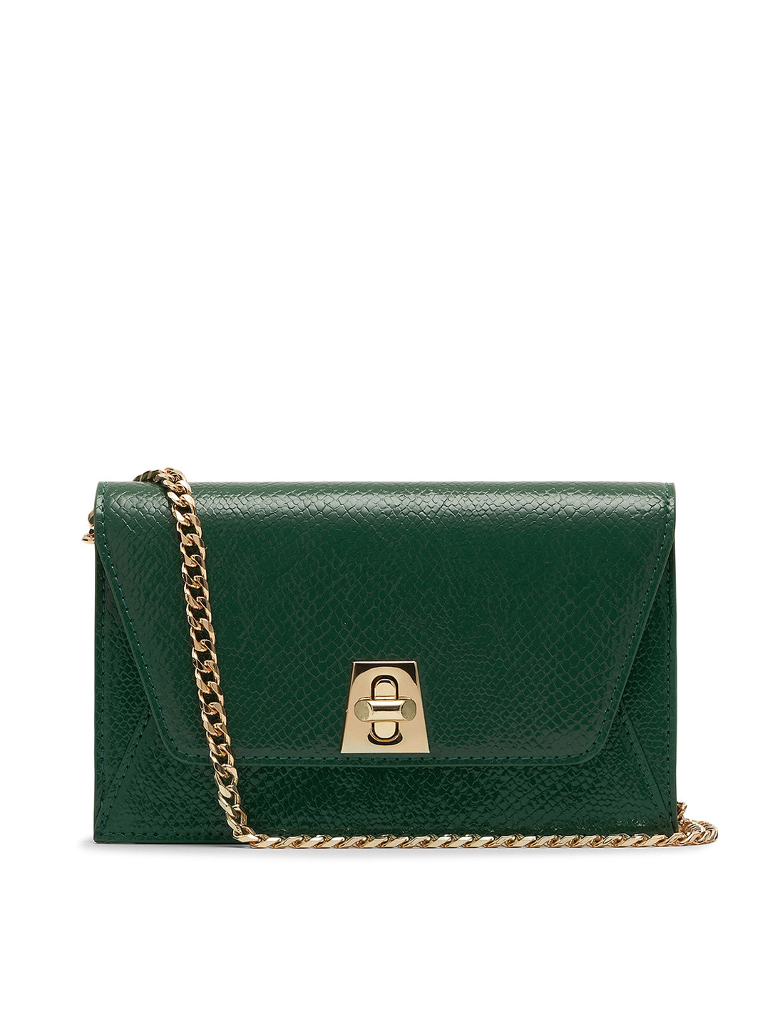 MIRAGGIO Miley Green Crossbody Sling Bag With Adjustable Chain Strap