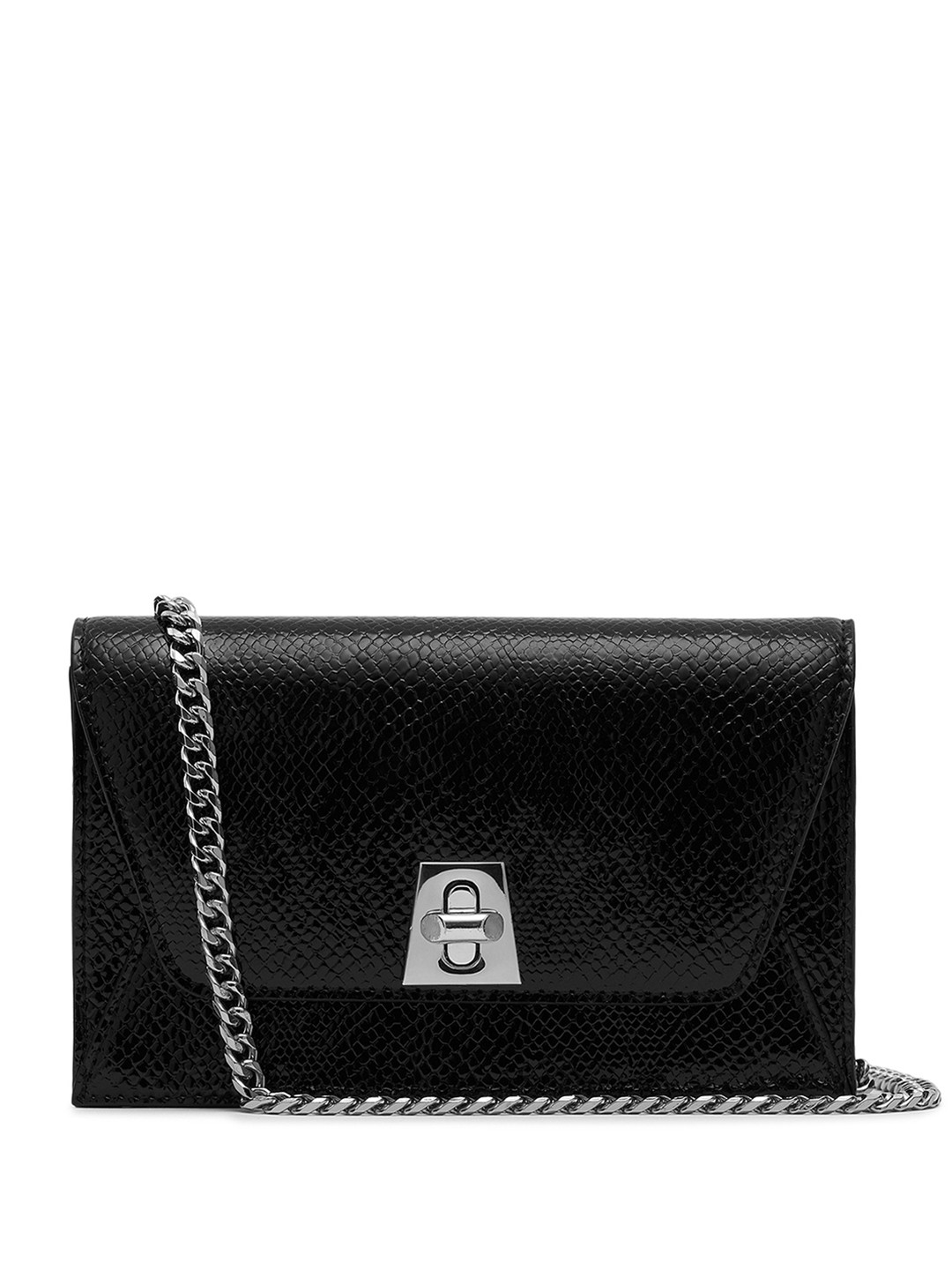 MIRAGGIO Miley Black Crossbody Sling Bag With Adjustable Chain Strap