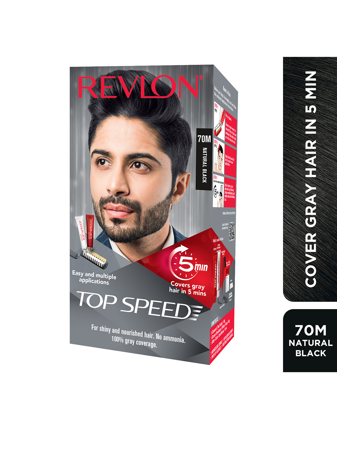 Revlon Top Speed Hair Color - Men - Natural Black 70M