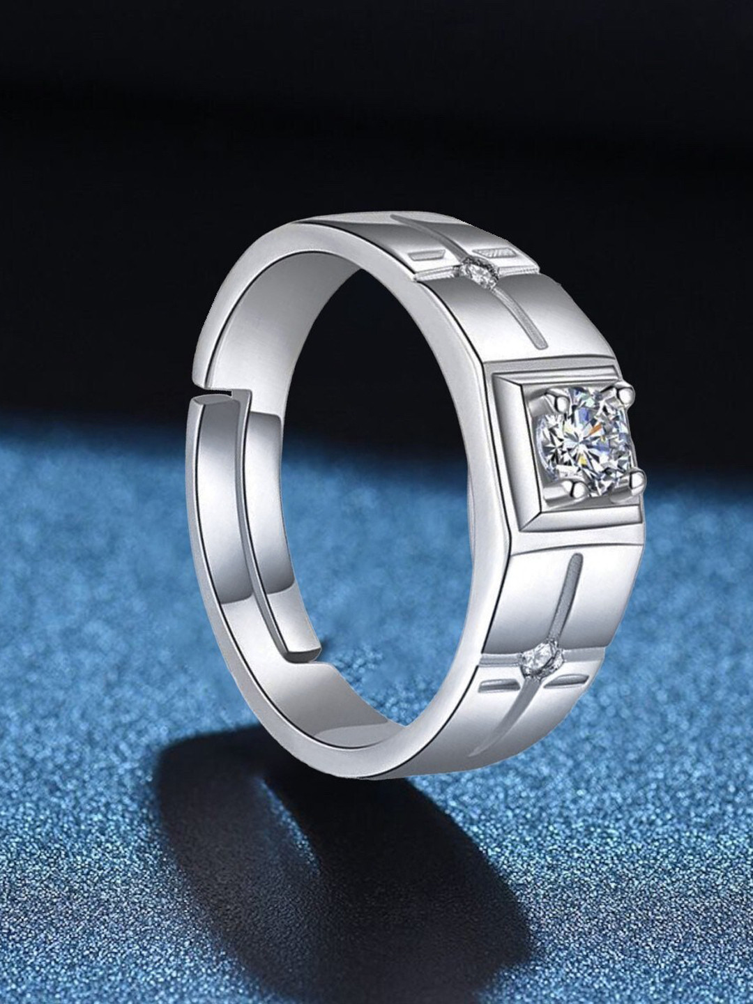 MYKI Stainless Steel Silver Plated Adjustable Stainless Steel Finger Ring