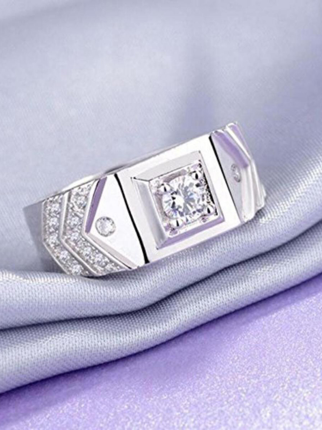 MYKI Set Of 2 92.5 Sterling Silver & Gold-Plated Cubic Zirconia Studded Couple RingS