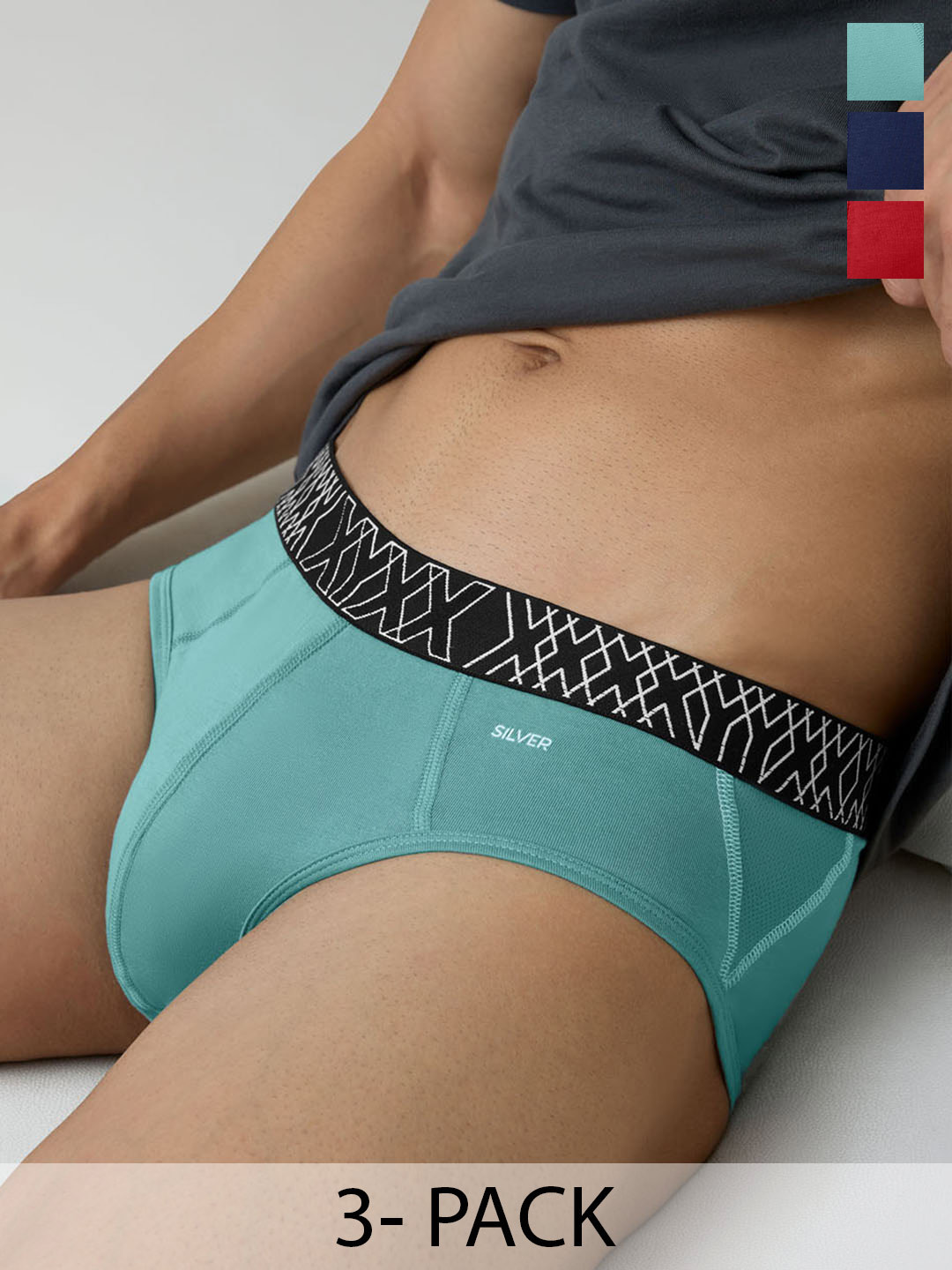 XYXX Men Pack of 3 Super Combed Cotton Sprint Briefs-XYBRF3PCKN856