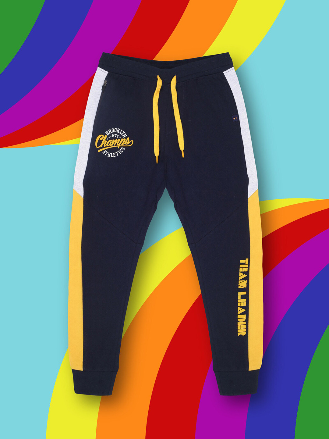 3PIN Boys Mid-Rise Side Stripes Anti Odour Cotton Joggers
