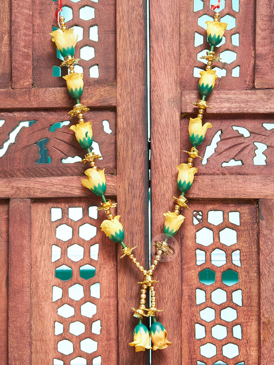 BS AMOR Mustard & Green Artificial Rose Flower Garland for Photo Frame