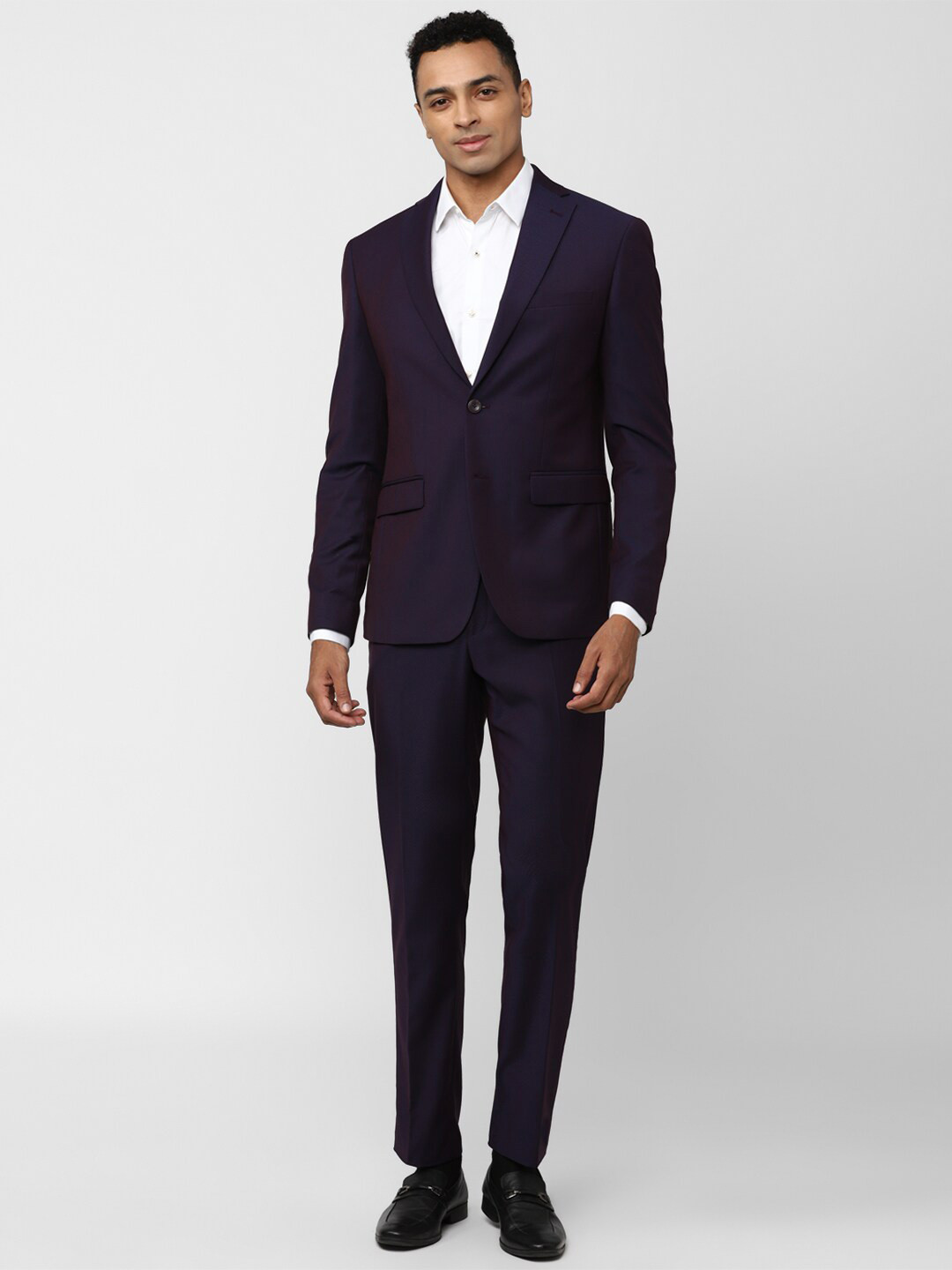 Peter England Elite Textured Single-Breasted Slim-Fit 2-Piece Formal Suit