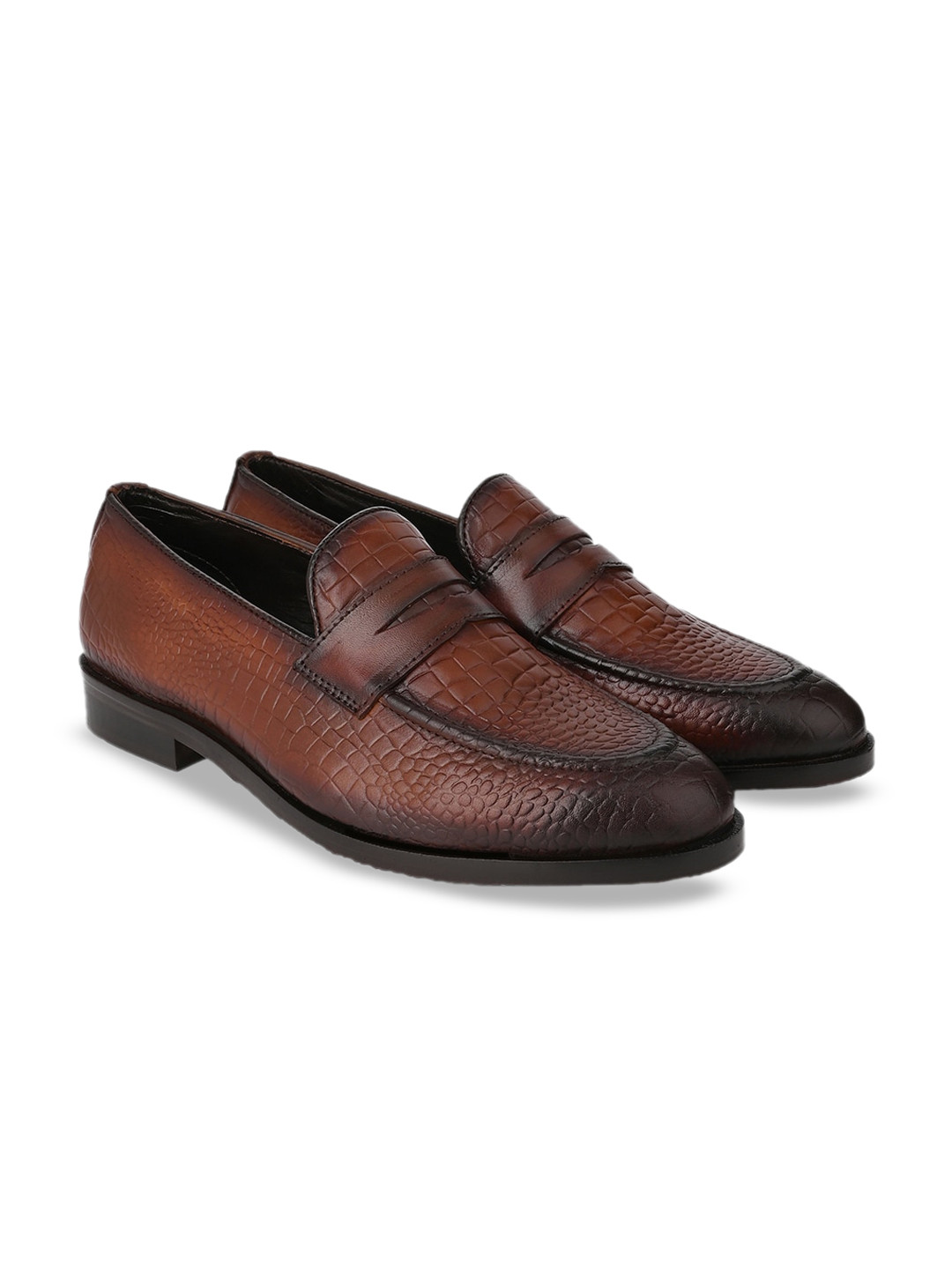 LA BOTTE Men Textured Leather Penny Loafers
