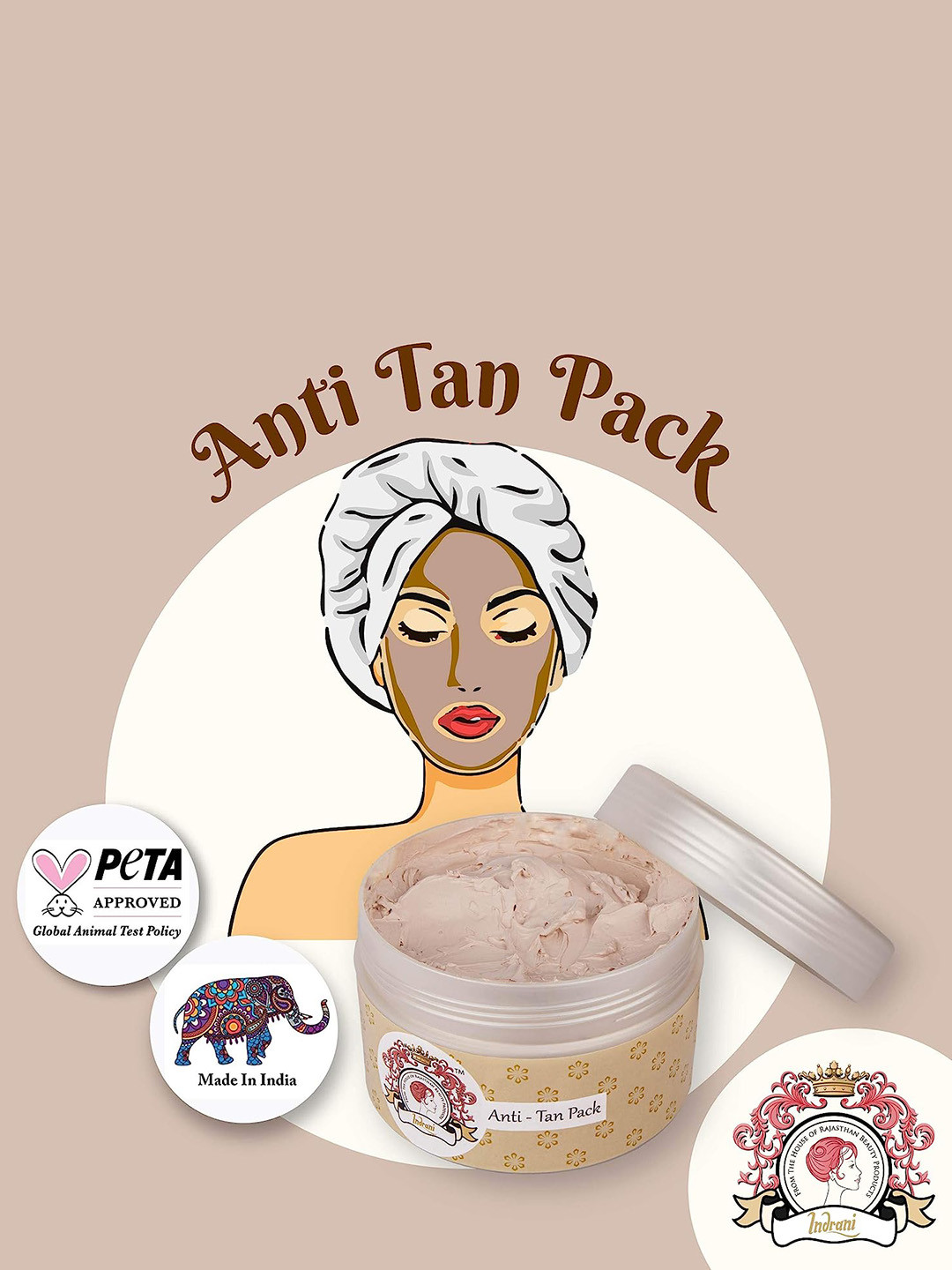 Indrani Cosmetics Skin Whitening  Anti Tan Pack - 50gm