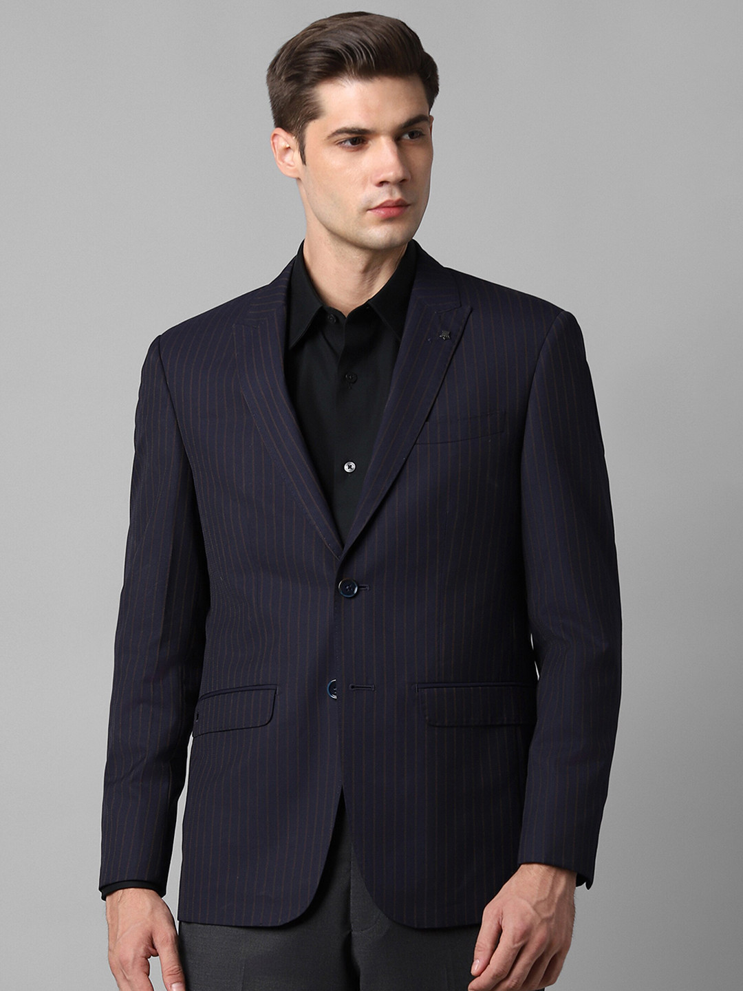 Louis Philippe Striped Single-Breasted Slim-Fit Blazers