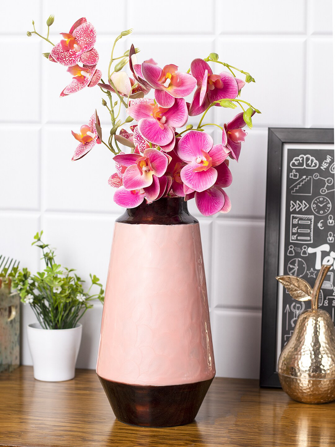 MARKET99 Pink & Red Self-Designed Iron Flower Vase