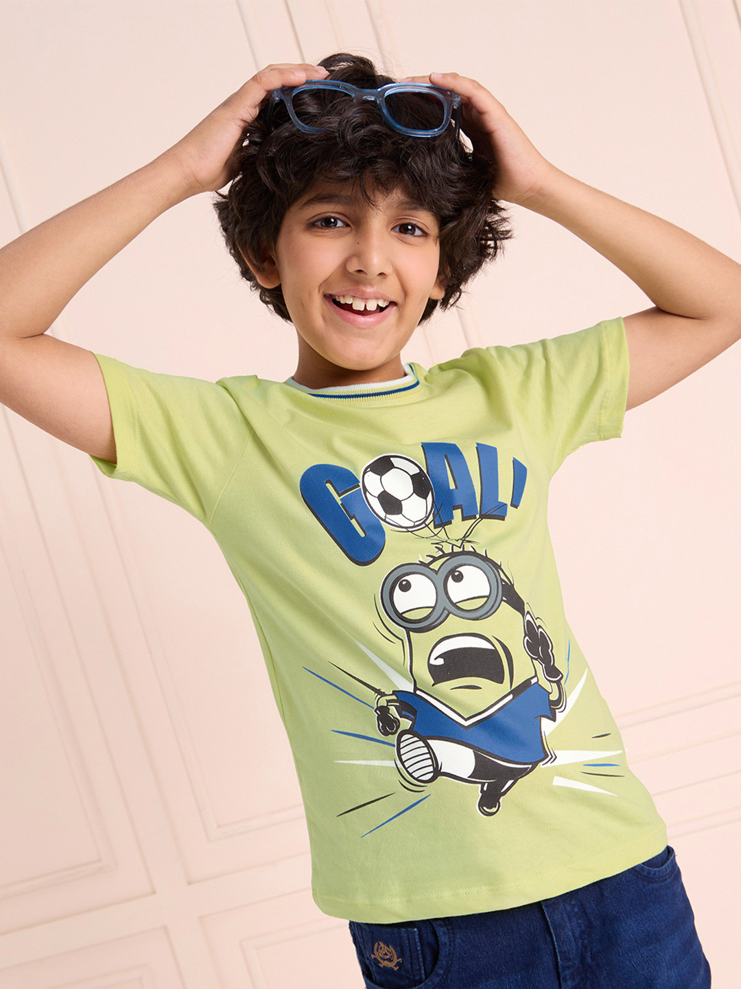 The Souled Store Boys Yellow Minions Printed Pure Cotton T-shirt