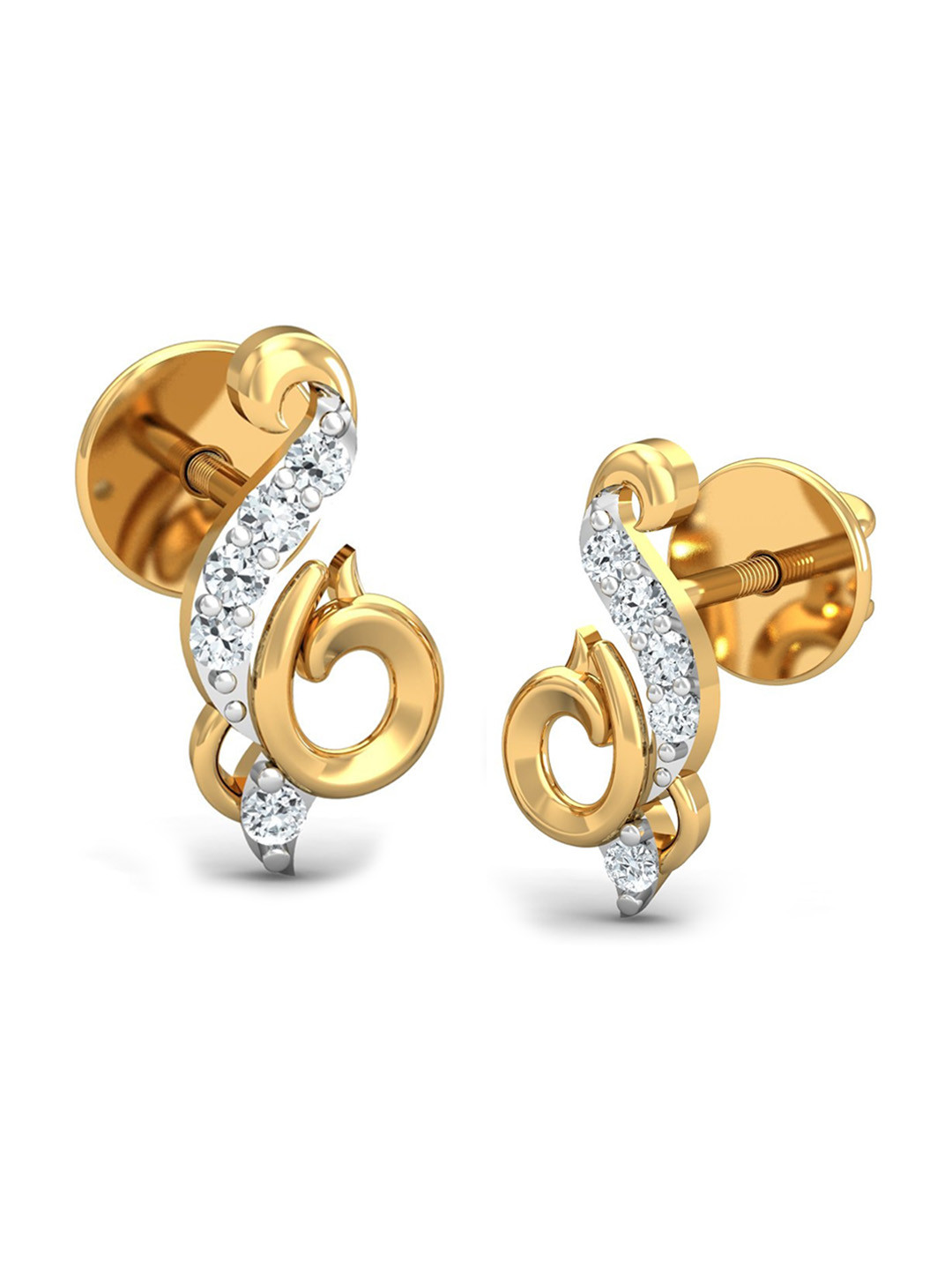 KUBERBOX Caracole 18K Gold Diamond-Studded Earrings - 1.49g