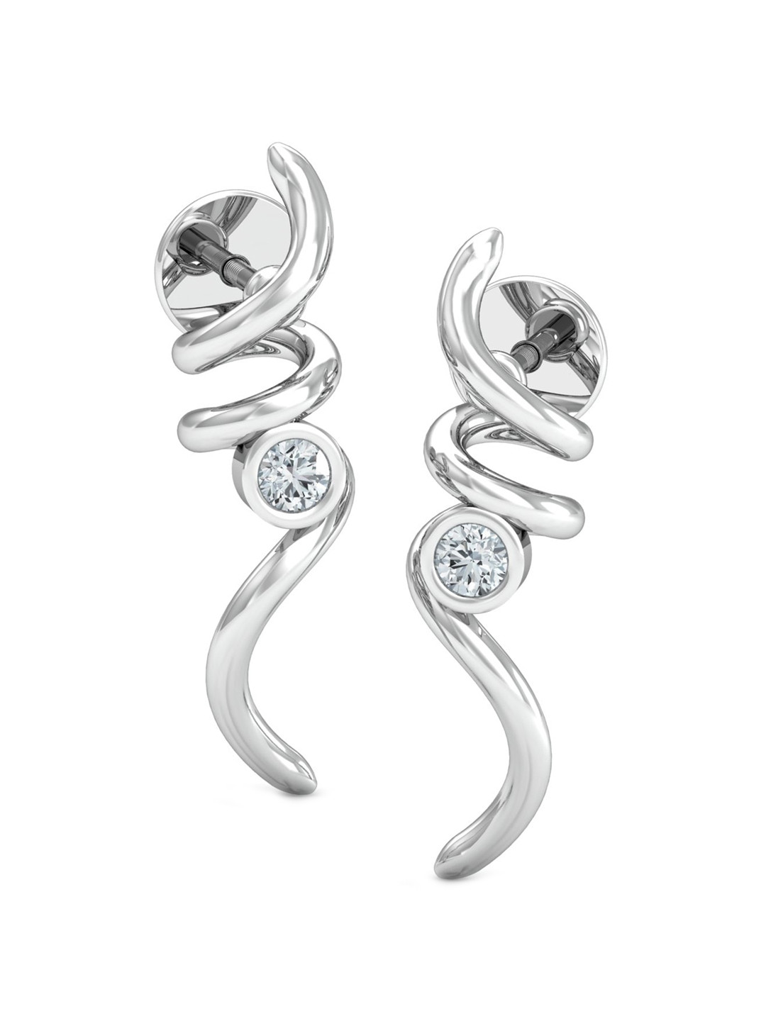 KUBERBOX  Fame Espira 18KT White Gold Diamond Studded Earrings-2.38gm