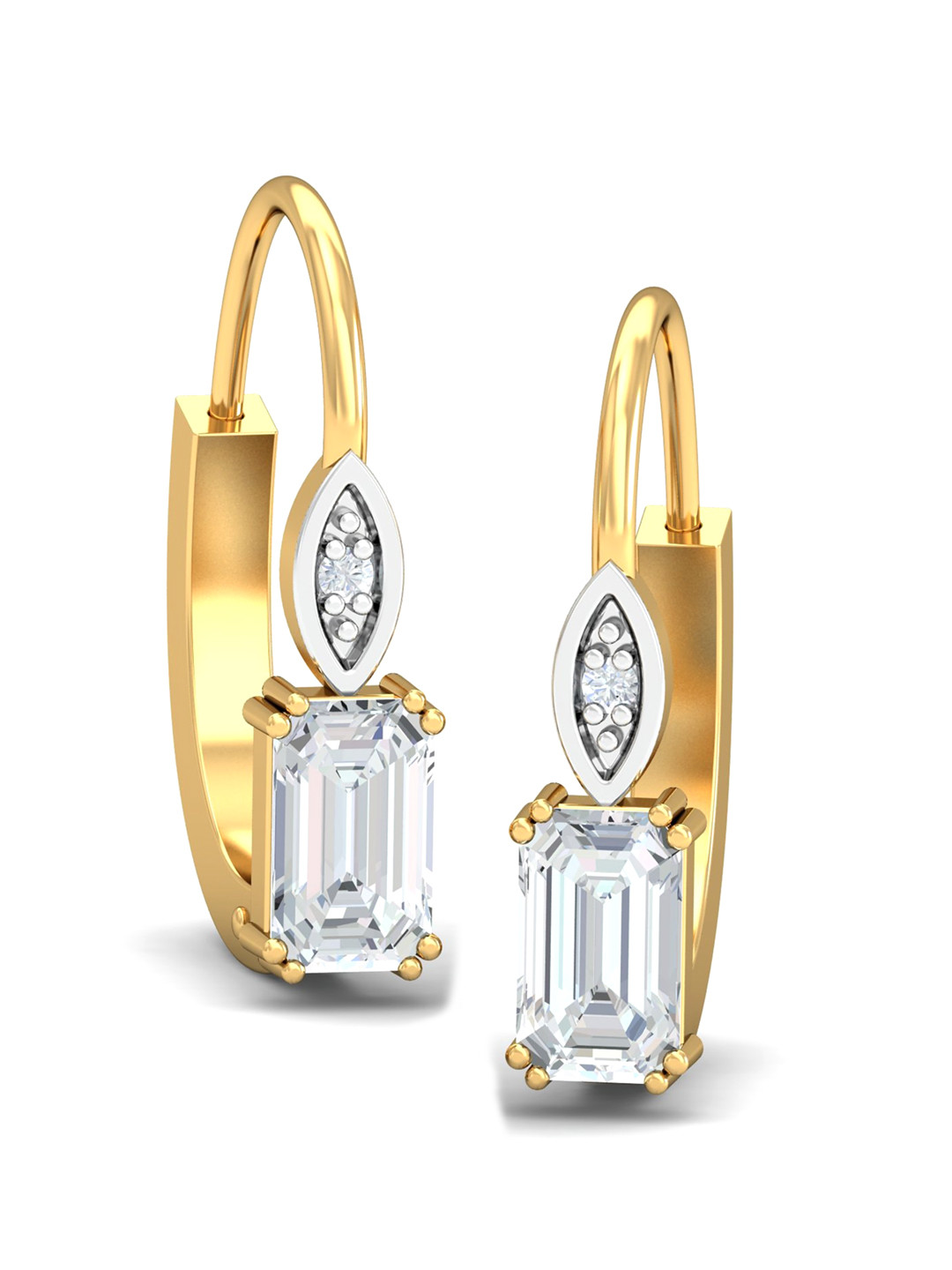 KUBERBOX Meridian 18KT Gold Diamond-Studded Sapphire Hoop Earrings-1.8 gm