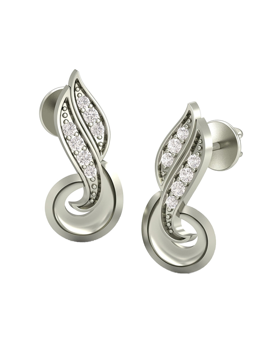 KUBERBOX Princess Demand 18KT White Gold Diamond Studded Earrings - 1.93 gm