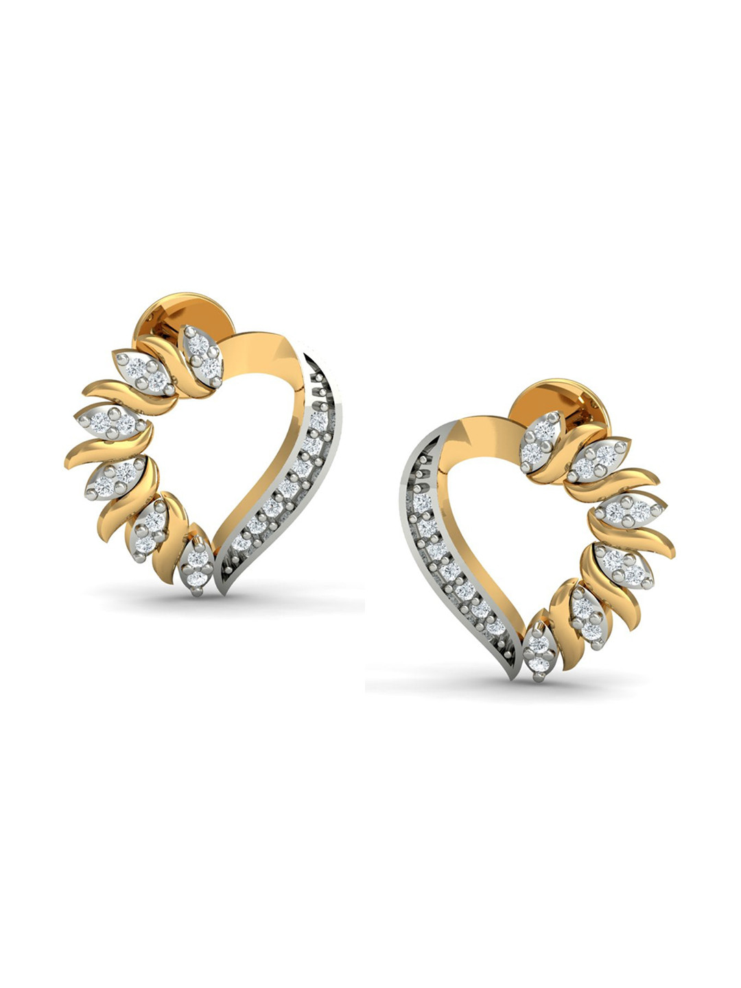 KUBERBOX 18KT Gold Diamond-Studded Stud Earrings- 2.07 gm