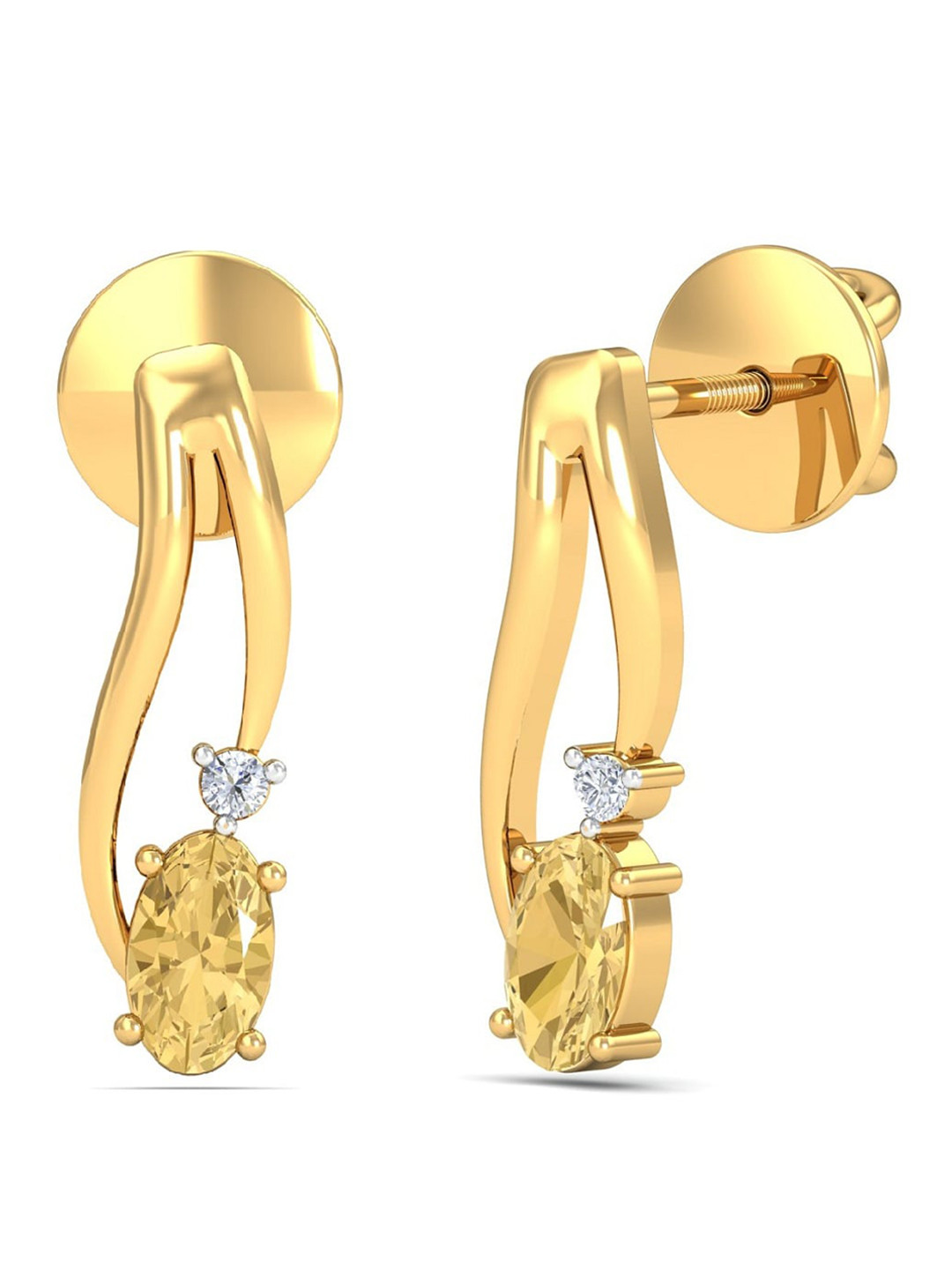 KUBERBOX 18KT Gold Diamond-Studded Stud Earrings- 2.52 gm