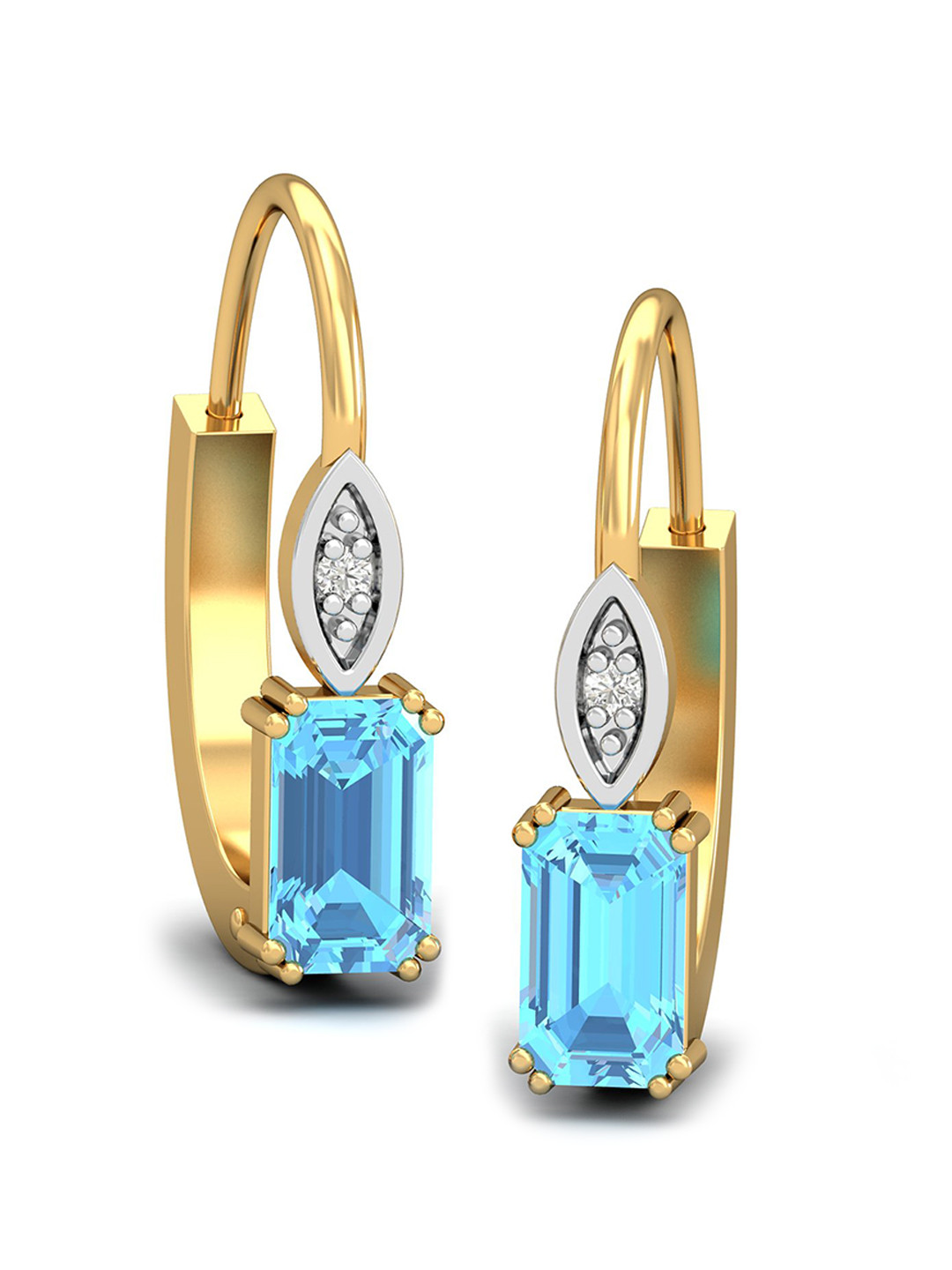 KUBERBOX 18KT Gold Diamond-Studded Hoop Earrings- 1.8 gm