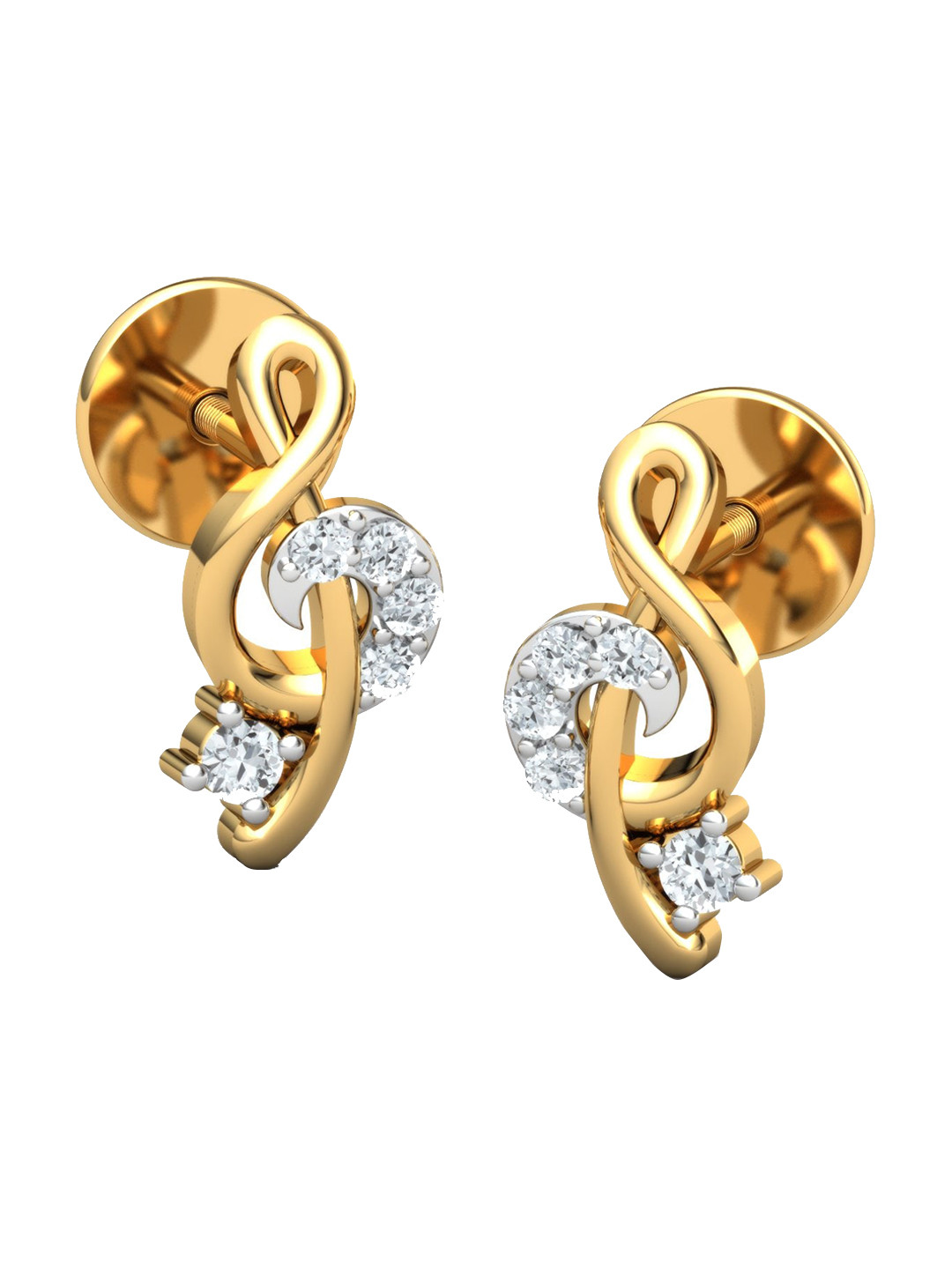 KUBERBOX Ampersand Forever 18KT Gold Diamond Studded Earring-1.9gm