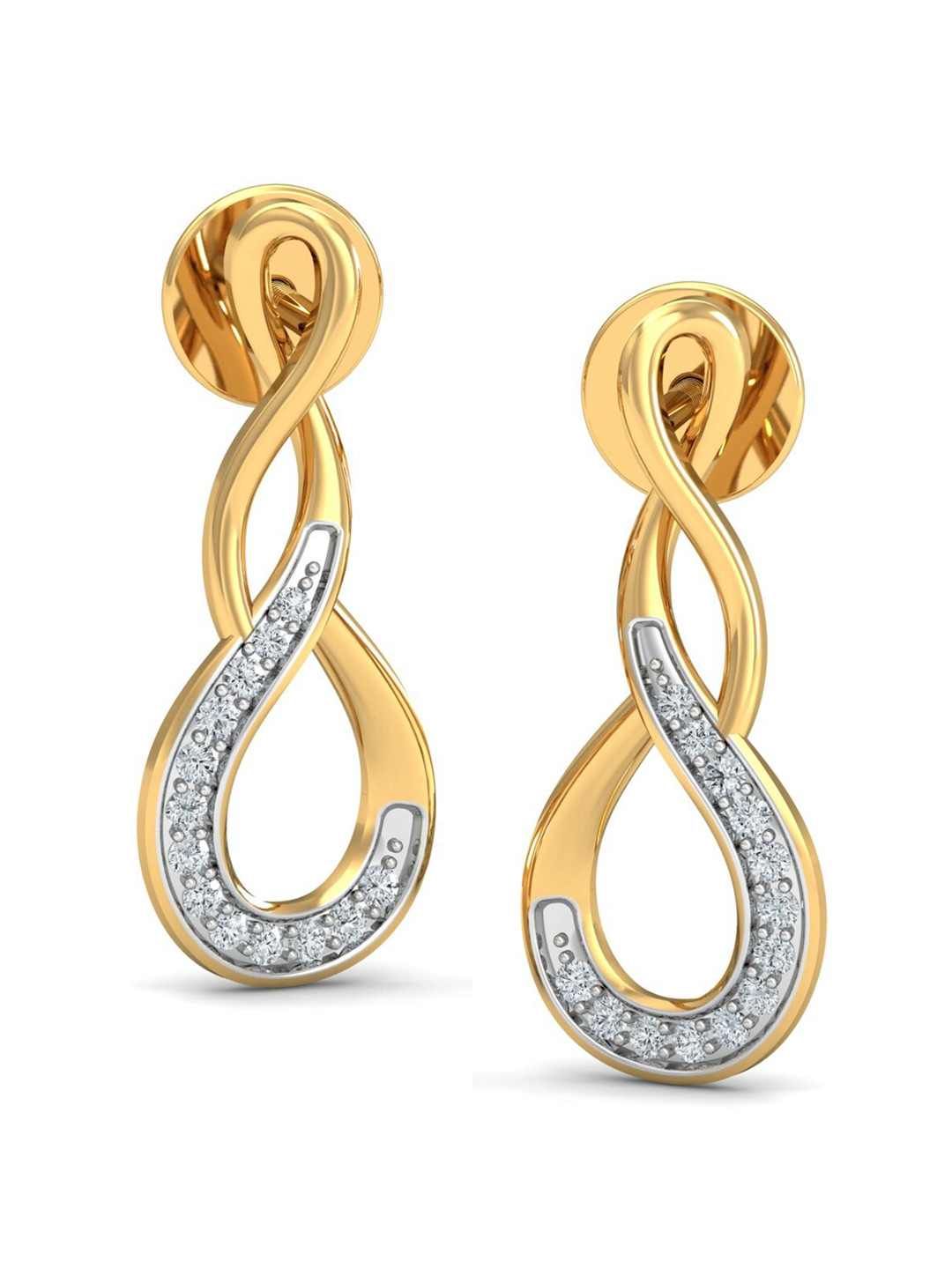 KUBERBOX Love Alle 18KT Gold Diamond-Studded Earrings-1.2 gm