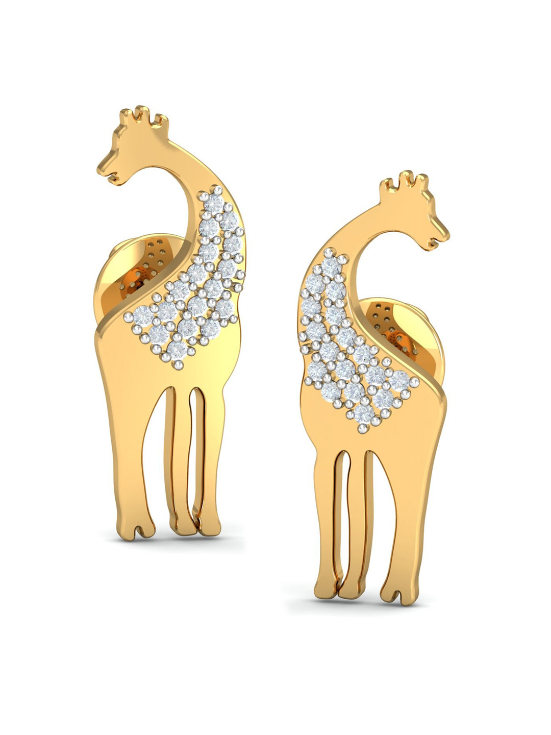 KUBERBOX Giraffe 18KT Gold Diamond Studded Earring-1.8gm
