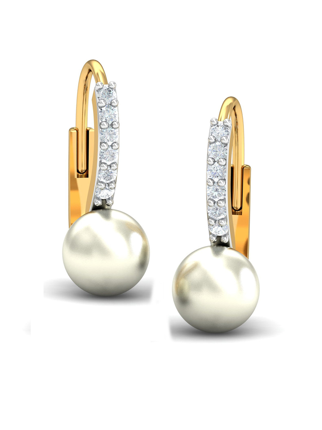 KUBERBOX 18KT Gold Diamond Hoop Earrings- 1.9 gm