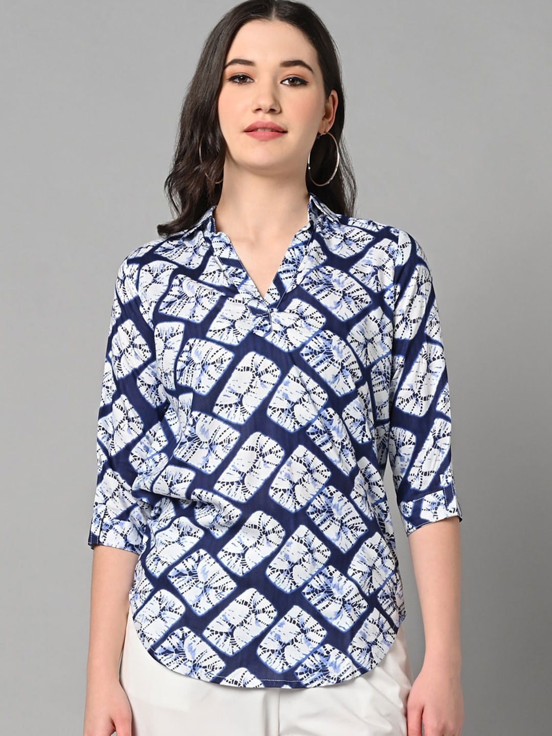 Vastraa Fusion Abstract Printed Shirt Style Top