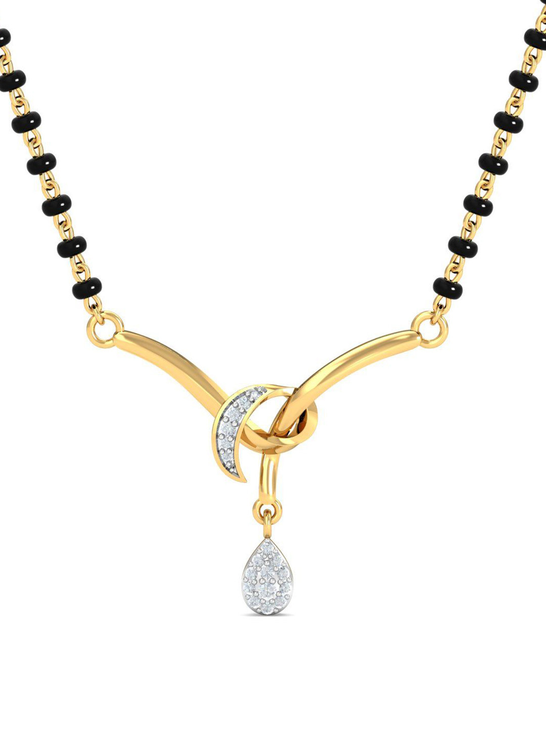 KUBERBOX Daivah 18KT Gold Diamond Studded Mangalsutra Pendant-1.76gm