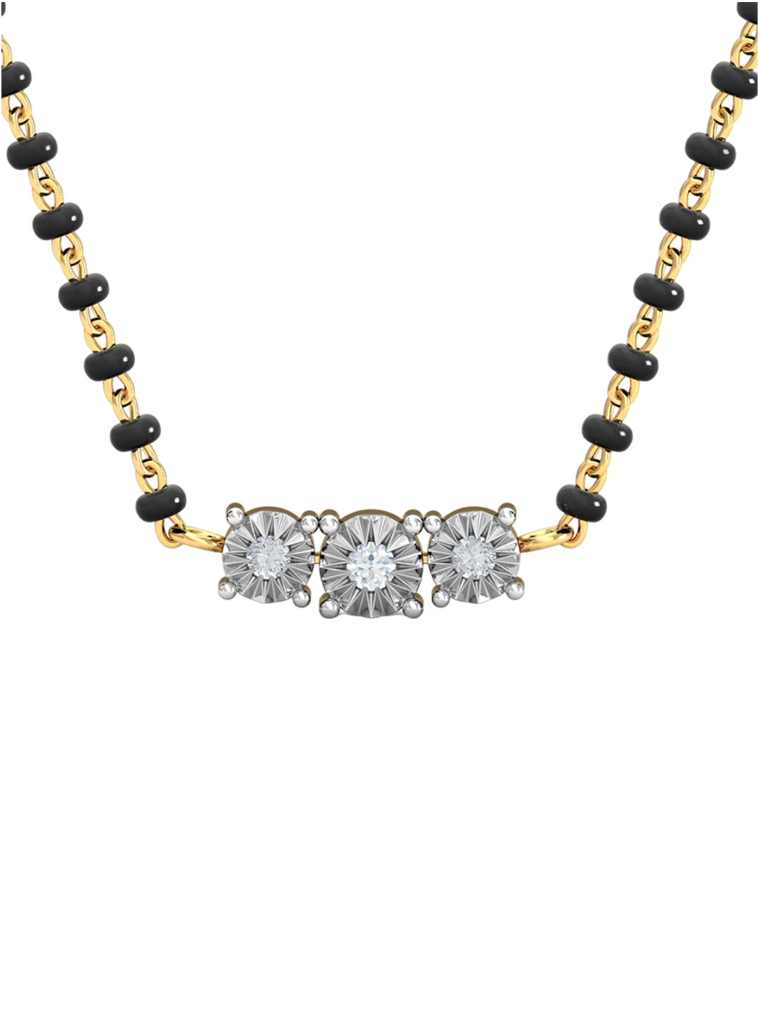 KUBERBOX Miracle Solitaire 18KT Gold Diamond-Studded Mangalsutra Pendant-1.16gm