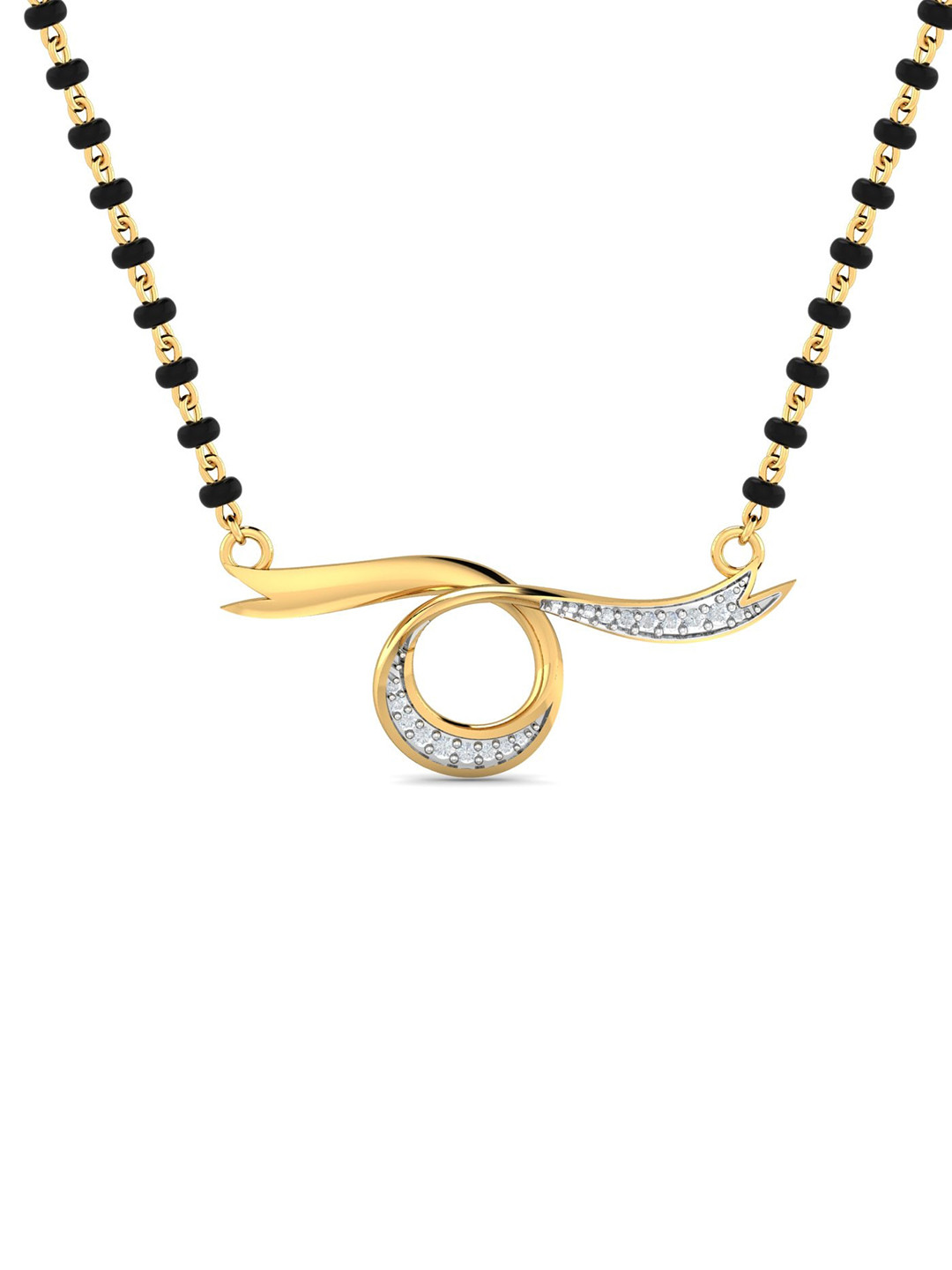 KUBERBOX Samsara 18KT Gold Diamond-Studded Mangalsutra Pendant-1.91gm