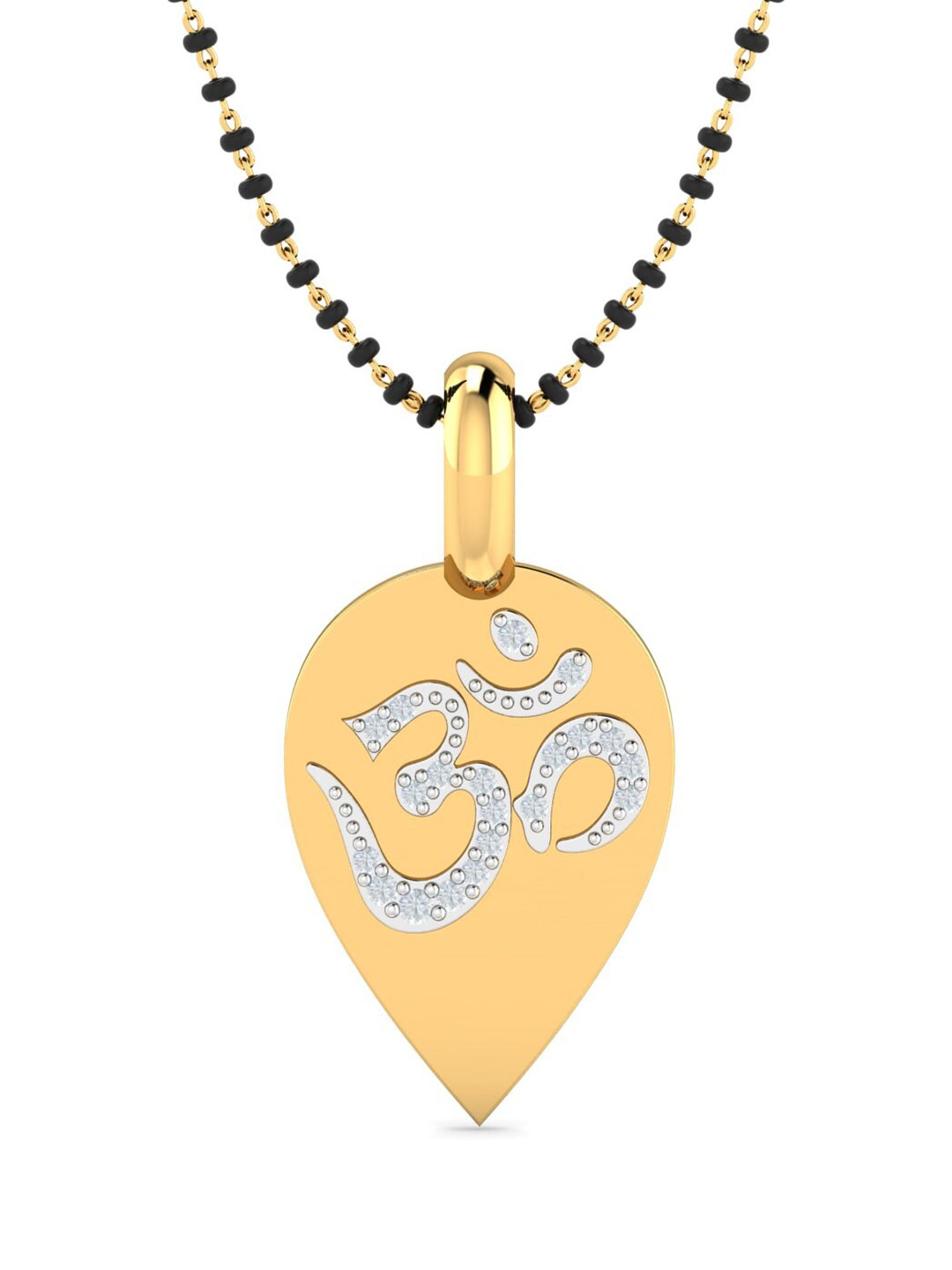 KUBERBOX Ela Om 18KT Gold Diamond-Studded Mangalsutra Pendant-2gm