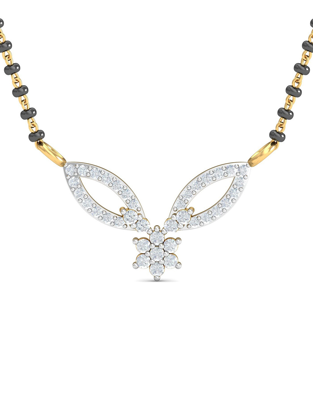 KUBERBOX Thithitli Pretty 18KT Gold Diamond-Studded Mangalsutra Pendant-0.44gm