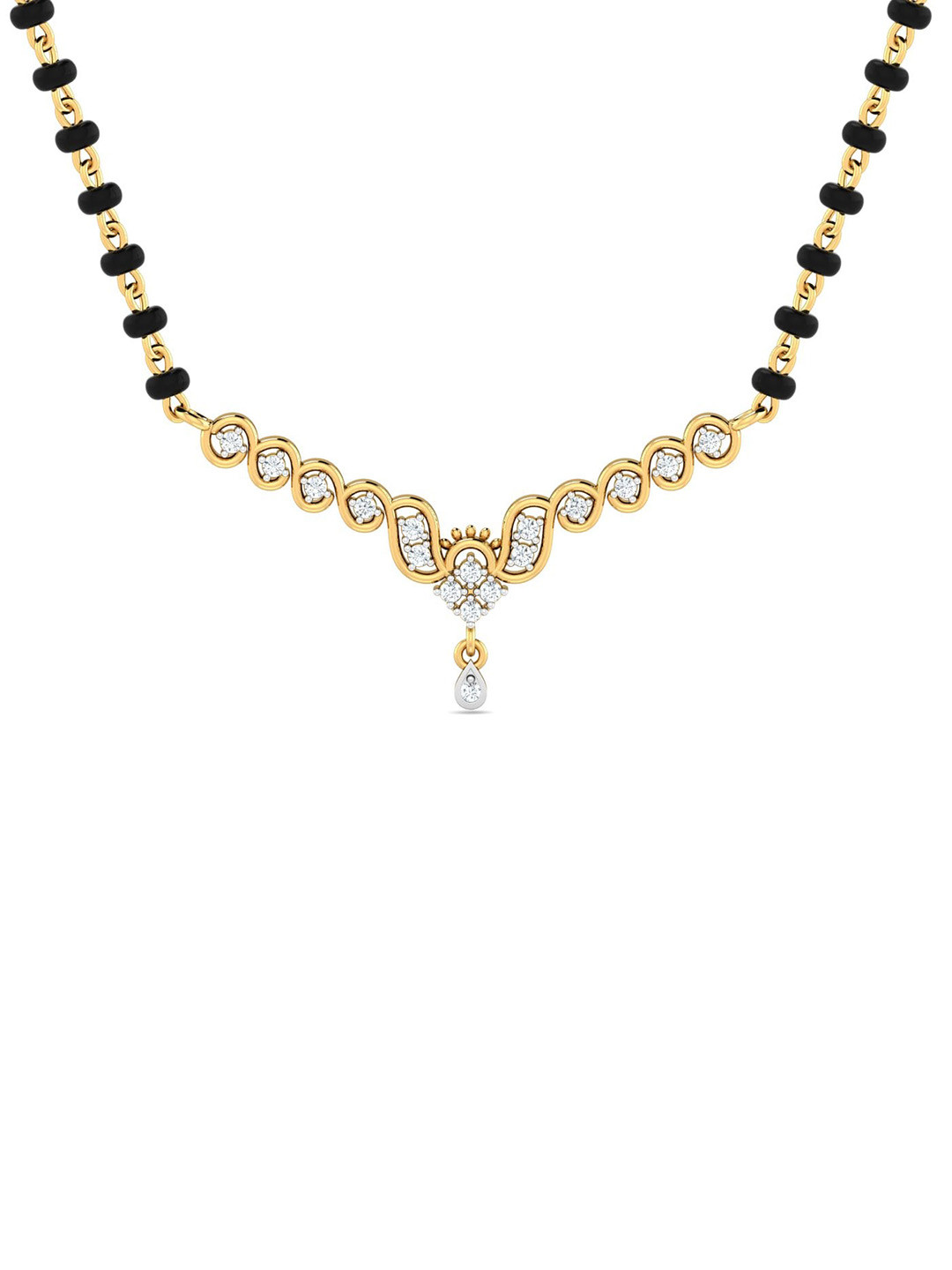 KUBERBOX Tapasya 18KT Gold Diamond-Studded Mangalsutra Pendant-1.62gm