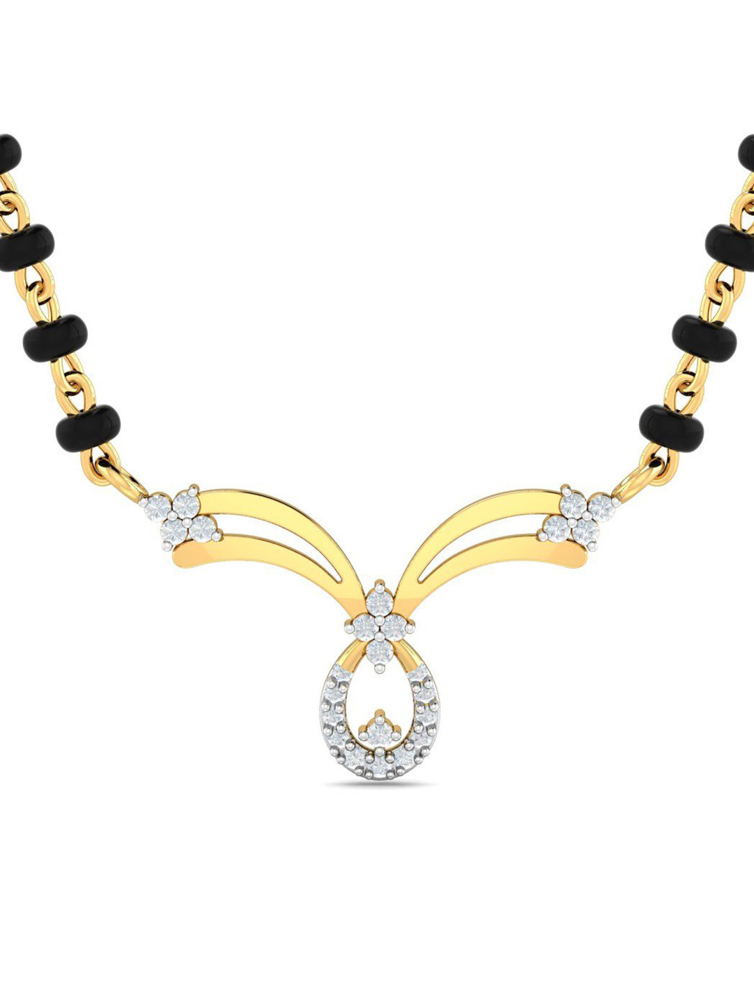 KUBERBOX Vilaum 18KT Gold Diamond Studded Mangalsutra Pendant-0.6gm