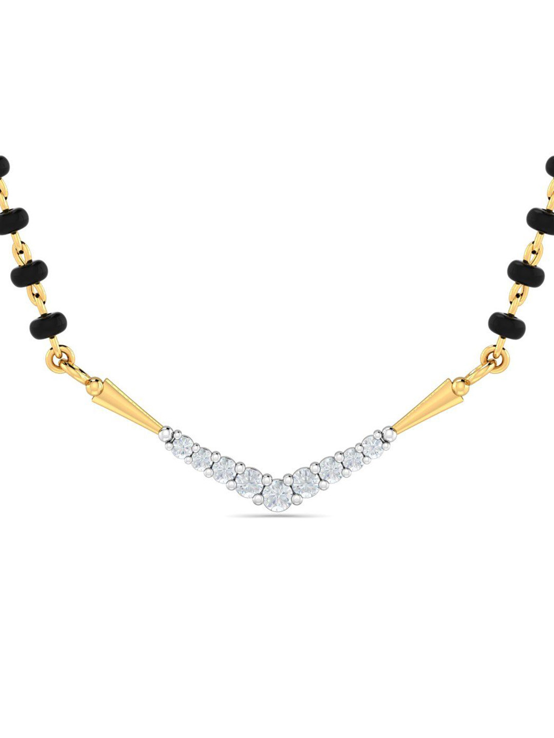 KUBERBOX Jigyasa 18KT Gold Diamond Studded Mangalsutra Pendant-0.68gm