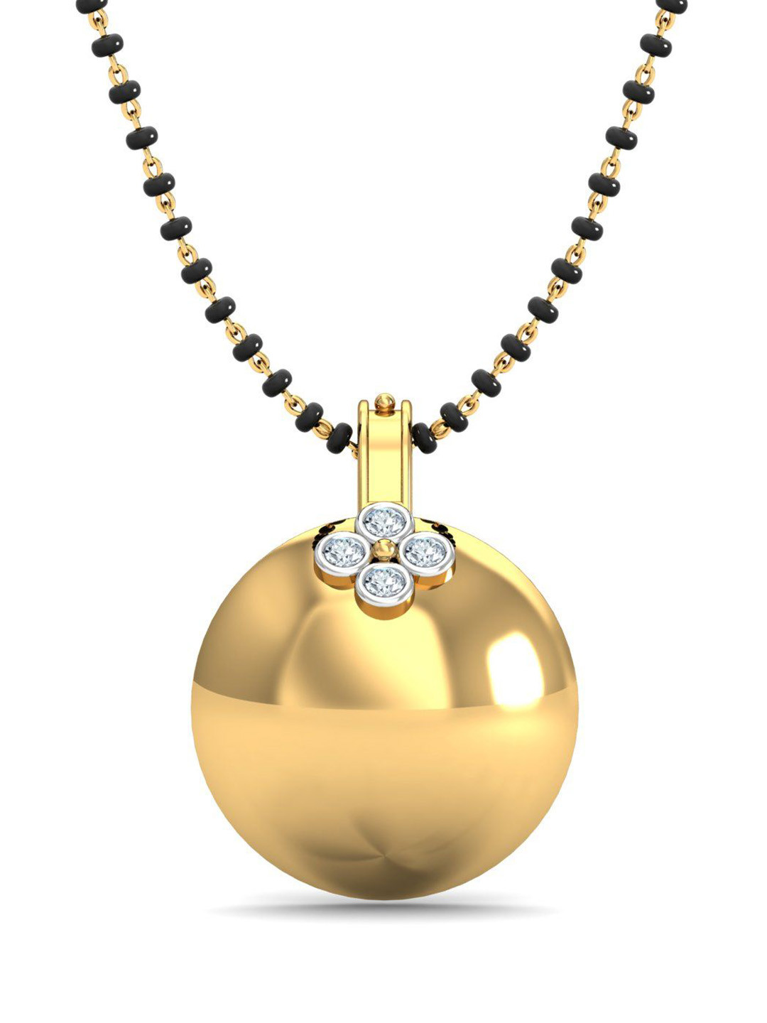 KUBERBOX 18K Yellow Gold Mandal Andhra Bottu Mangalsutra Pendant