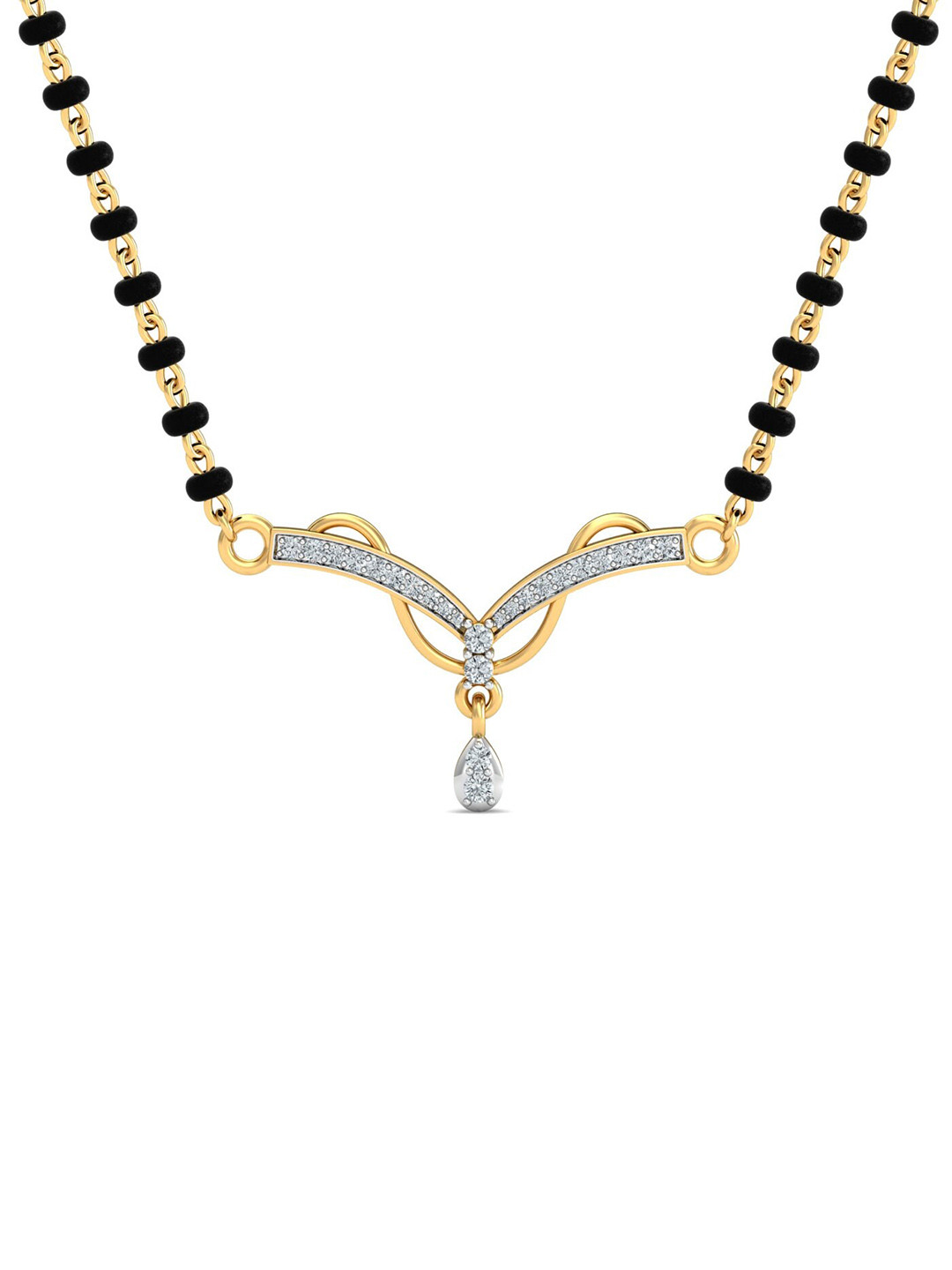 KUBERBOX Lavanya Tanmaniya Rhodium-Plated 18KT Gold Diamond Mangalsutra Pendant-1.01gm